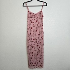 Thirty/Thirty LA L Y2K Floral Pink Midi Dress Babydoll Summer Cottagecore Party