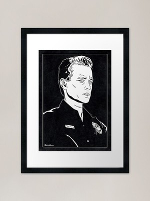T1000 - Terminator 2 (schwarz und weiß gerahmtes Wandbild Poster Leinwanddruck Bild