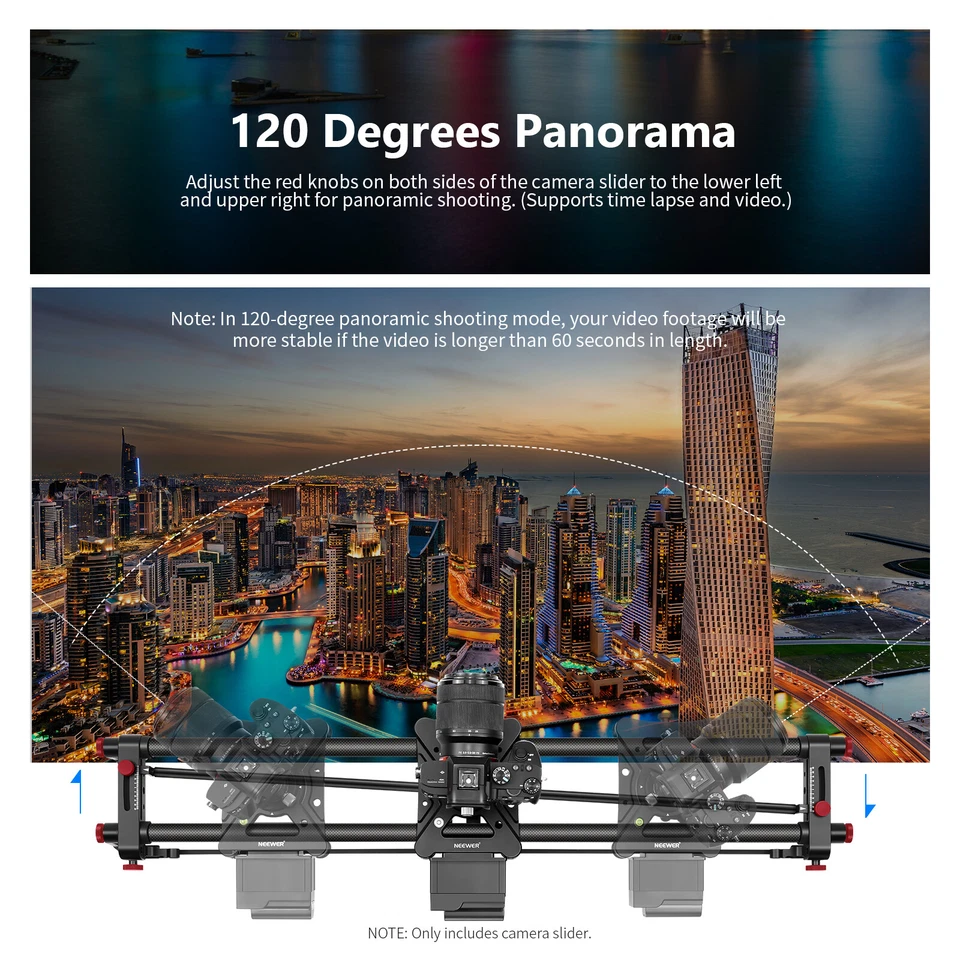 NEEWER 39.4"" Aplicación de cámara motorizada Control inalámbrico Fibra de carbono Deslizante panorámico Foto 4 de 4
