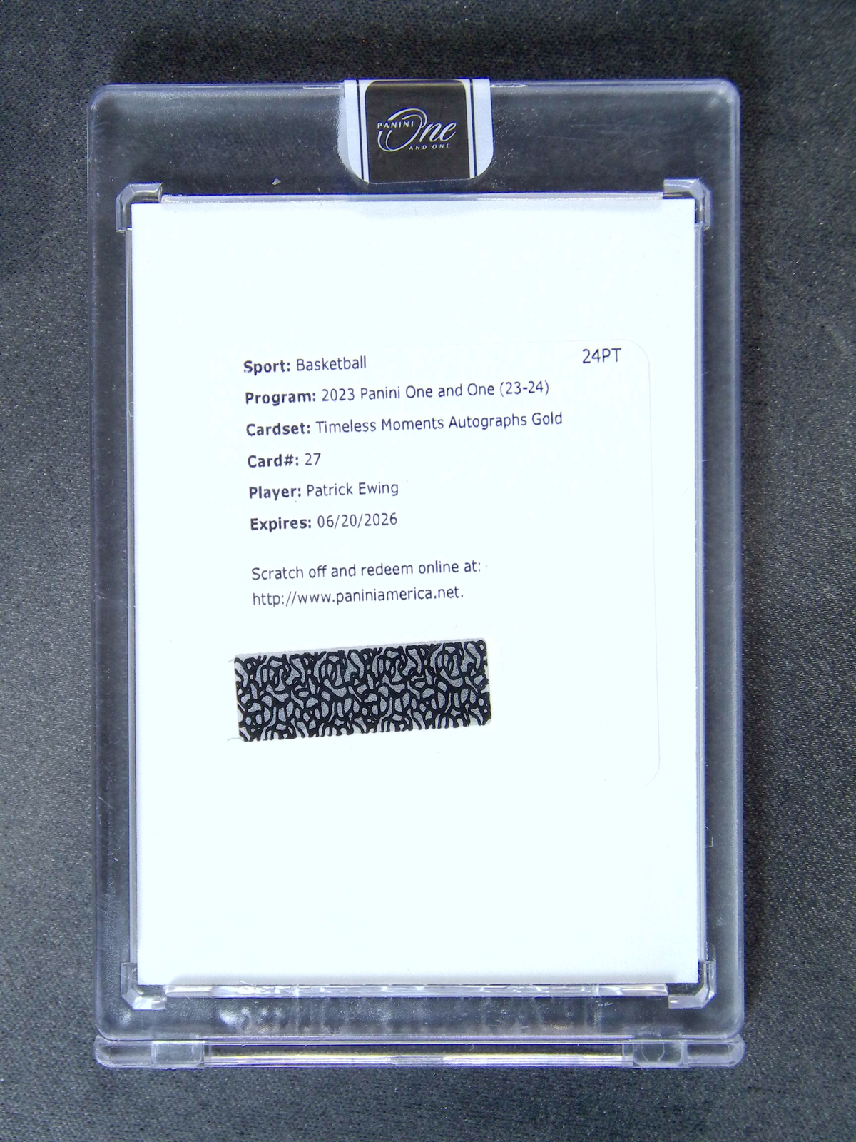 2023-24 Panini One And One Patrick Ewing #27 Timeless Moments Auto Gold /10