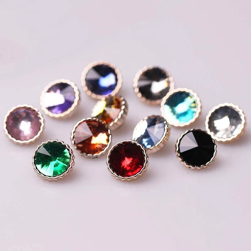 10PCS Glitter Round Diamond Buttons with Shank Materials for Shirt Dress Decors - Image 4 of 4