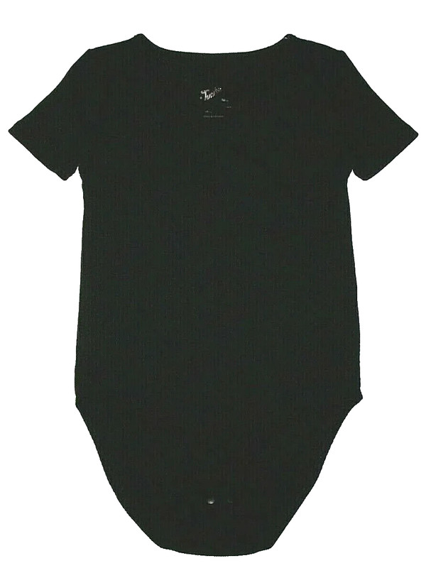 Justice Leotard Bodysuit Short Sleeve Ribbed Snaps at Crotch Black New Girl 6 7