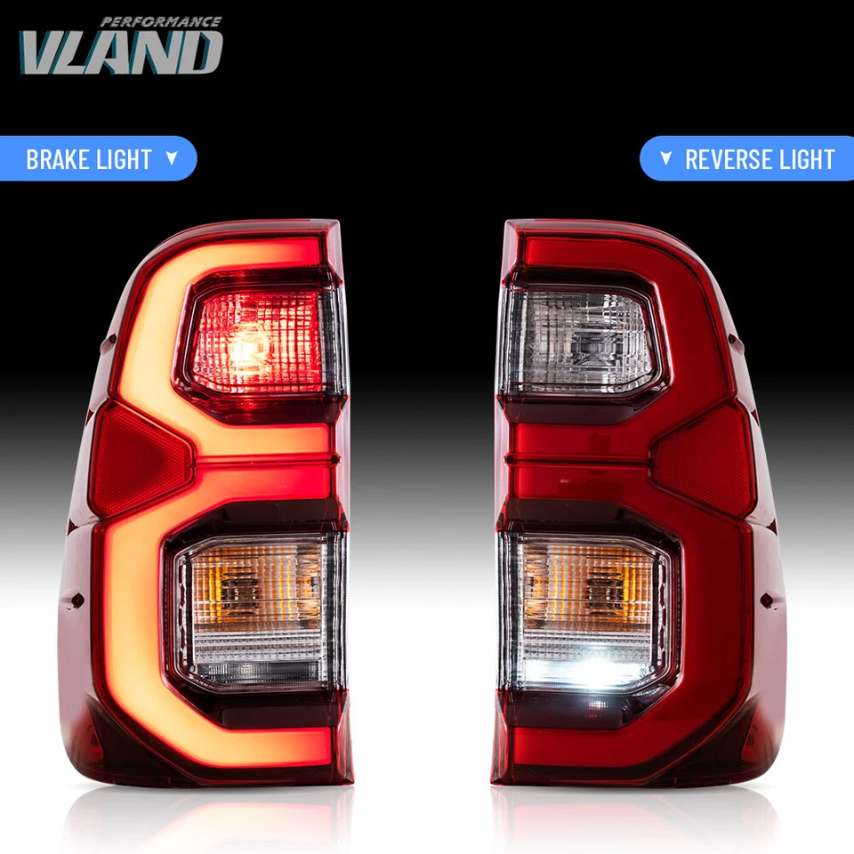 VLAND Full LED Tail Lights Assembly For Toyota Hilux 2015-2023 Rear Brake Lamps - Image 4 of 4