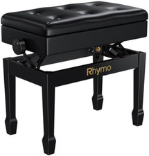 Adjustable Piano Bench with Storage, Heavy Duty Wood  Leather, 420 lb Capacity