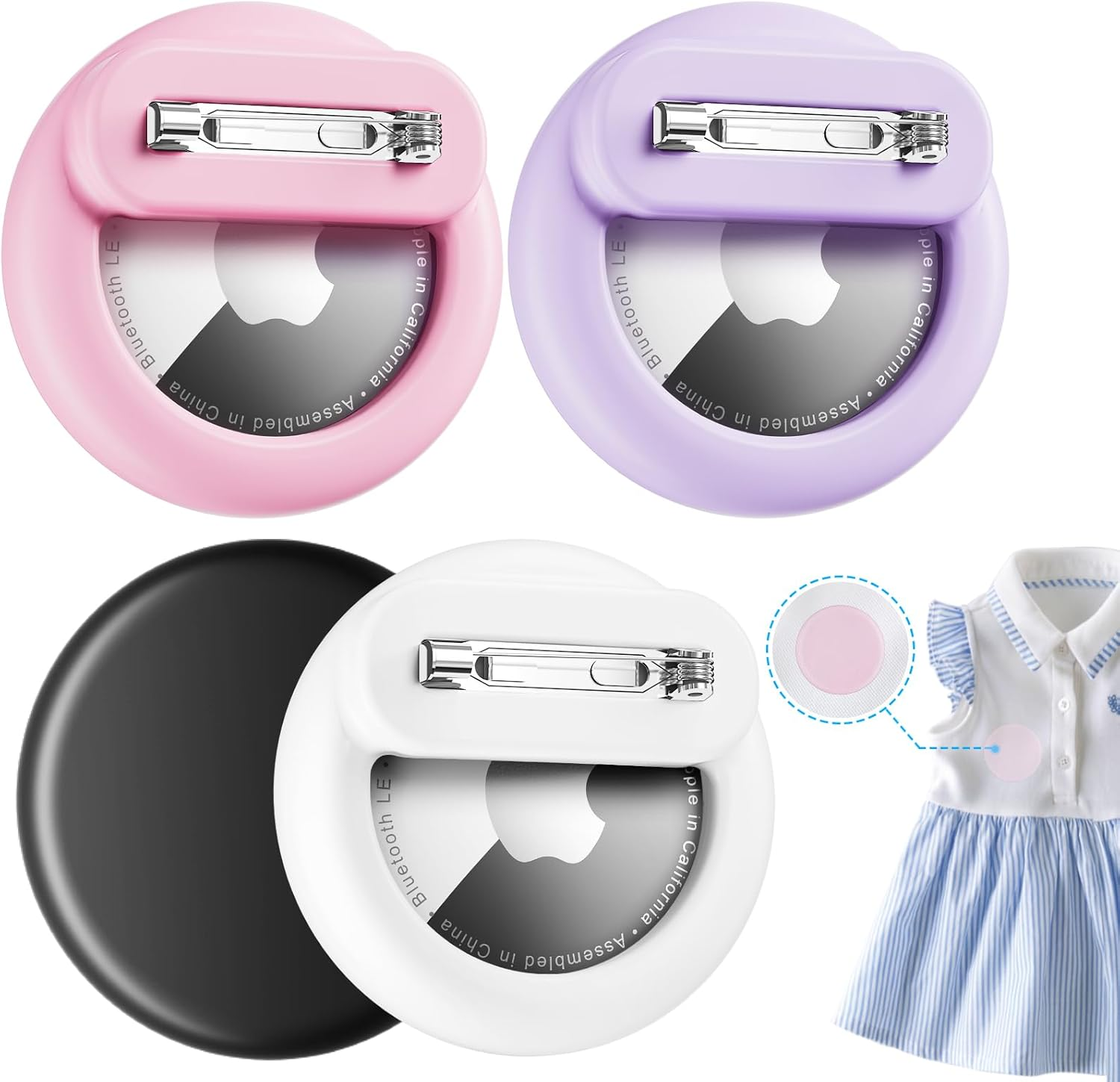 4-Pack Soft Silicone Hidden Case for Apple AirTags - Durable AirTag Holder with Keychain