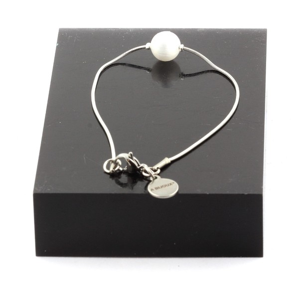 Armband Aus Edelstahl 1 Perle Selenit Aus Marokko 8 Mm. Made In Frankreich-image