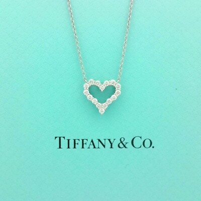 Tiffany Co Mini Heart Diamond Necklace In PT950