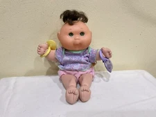 VTG. CABBAGE PATCH/OAA/MATTEL BABY, BLUE EYES, 11 IN. VINYL & CLOTH PACI RATTLE
