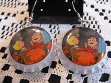 Halloween 1" Bottle Cap Images Earrings  Handcrafted   Gift Idea
