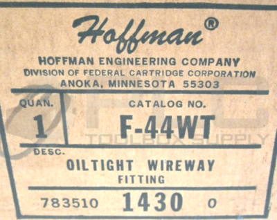 NEW IN BOX HOFFMAN F-44WN6 OILTIGHT WIREWAY FITTING - PLC Toolbox Supply NEW IN BOX HOFFMAN F-44WN6 OILTIGHT WIREWAY FITTING - PLC Toolbox Supply