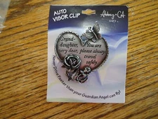 New Abbey & CA Gift Heart Visor Clip, Grand Daughter, 1 Pack, Silver