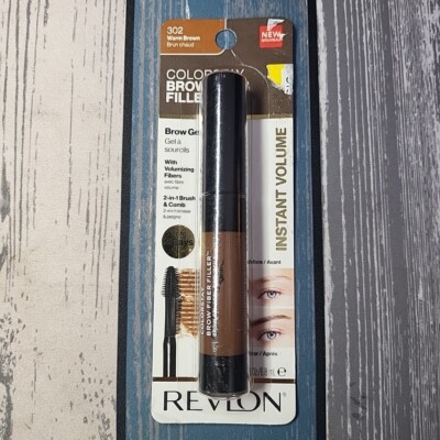 REVLON ColorStay Brow Fiber Filler, Eyebrow Gel, 302 Warm Brown, 0.23 fl. oz.