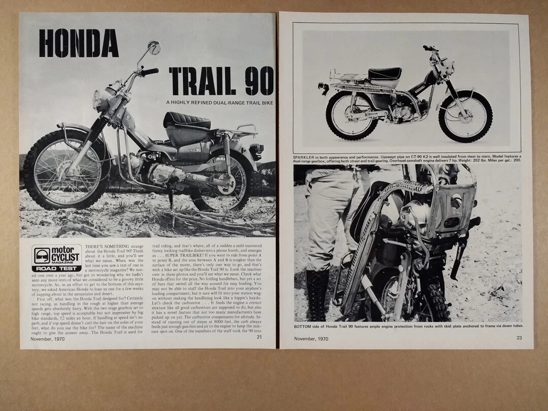 1970 Honda Trail 90 Motorcycle Road Test article clipping eBay