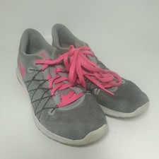 Nike Youth Flex Fury 2 Size 5.5Y Girls Running Shoes Grey/Pink 820287-002