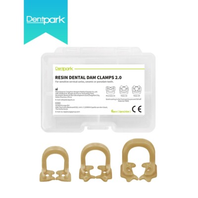 Dentpark 6PCS Dental Rubber Dam Clamps Clip Head with sand Moisture Control