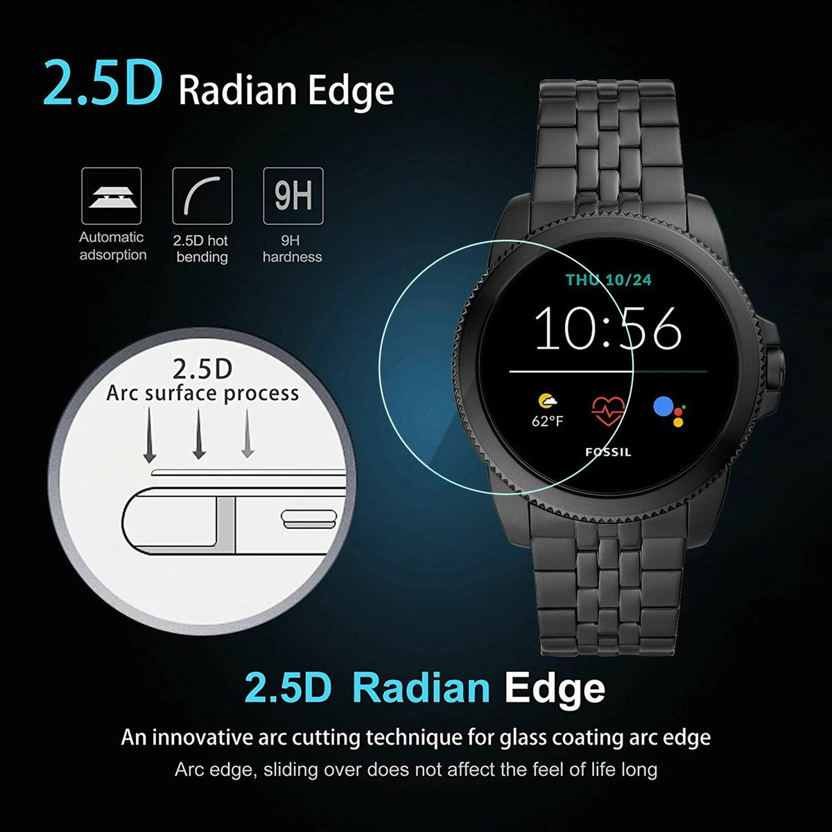 For Fossil Gen 5E 44mm 9H Hardness Tempered Glass Screen Protector