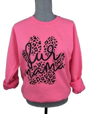 Gildan Sweatshirt Dog Fur Mama Graphic Print Perfect For Valentine s Day, S