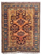 Amazing Hand Knotted Vintage Azerbaijan Wool Area Rug 5.1 x 3.6 Ft