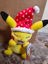 Pokemon Christmas Santa hat 11" Pikachu plush
