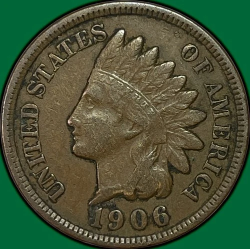 1906 Indian Head Cent Extremely Fine XF Coin #37124