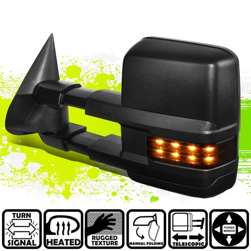 Powered Heated LED Smoked Signal Towing Mirror Left for Sierra Silverado 03-07