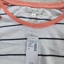Maurices Striped Raglan Top 3X NWT Peach Lace Up Shoulder 3/4 Sleeve Plus Size