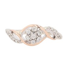 .16ctw Diamond Flower Halo Bypass Engagement Ring 10k Multi-Tone Gold Size 5.75