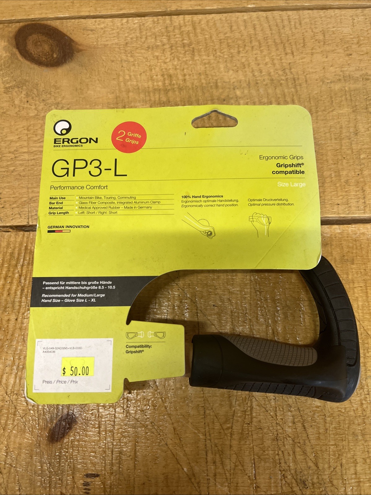 Ergon GP3-L Gripshift Large Lock-On Bicycle Grips MTB/Tourin