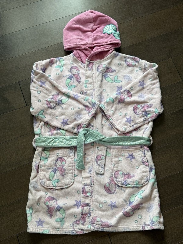 Saint Eve Girls Mermaid Bathrobe Hooded Swim Cover Up Pink Size L 10/12