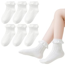 Baby Girl Socks Infant Toddler Ruffle Eyelet Lace Socks Seamless Princess Fri...