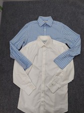 Lot 2 Charles Tyrwhitt Shirt Mens 16/32 Non Iron Slim Fit Blue Gingham Button Up