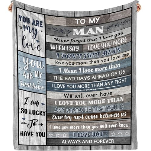 Gifts for Him Husband Boyfriend Throw Blanket, I Love You for Husband - Picture 2 of 8