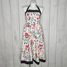 VTG 80s Graphic Abstract Rose Print Fit & Flare Halter Midi Dress, size 8