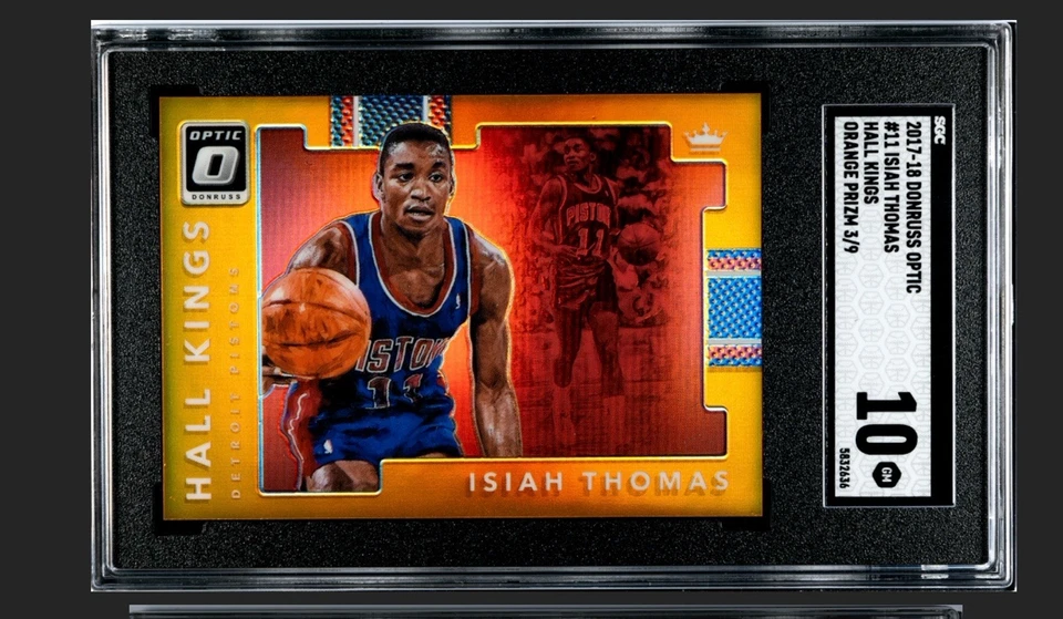 2017-18 Donruss Optic Hall Kings Orange Prizm Isiah Thomas HOF 3/9 SGC 10 POP 1 - Image 3 of 3