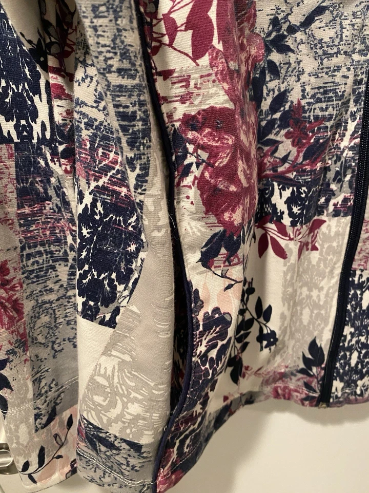 Allison Daley Womans Jacket Top Multicolor Floral  Long Sleeve Zippered - Image 2 of 4
