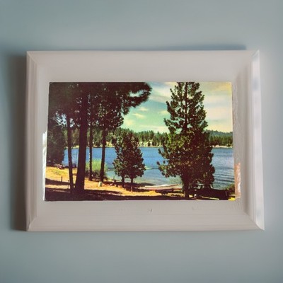c1950s LAKE ARROWHEAD, California Postcard Boat Landing View / UNION OIL / 76 Ad