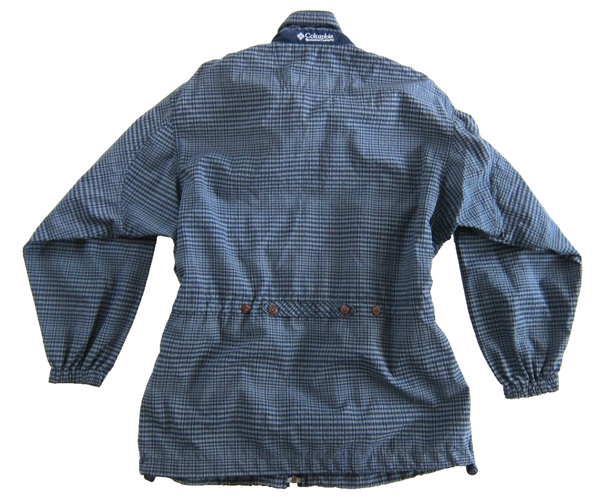 VTG Columbia Nylon Blend Blue Checkered Plaid Cinch Waist