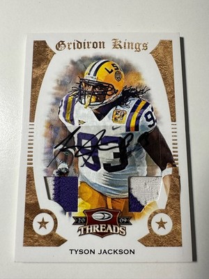 2009 Donruss Threads Tyson Jackson Gridiron Kings Dual Patch Auto /10 Game Worn