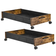 Under Bed Storage with Wheels Wooden Drawers On Rolling Shoe Space Saving Rustic