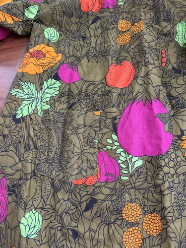 Vtg Design House 60s Smock Japan Vegetable Floral Cotton Tie Back Size M - AS IS - Picture 8 of 11