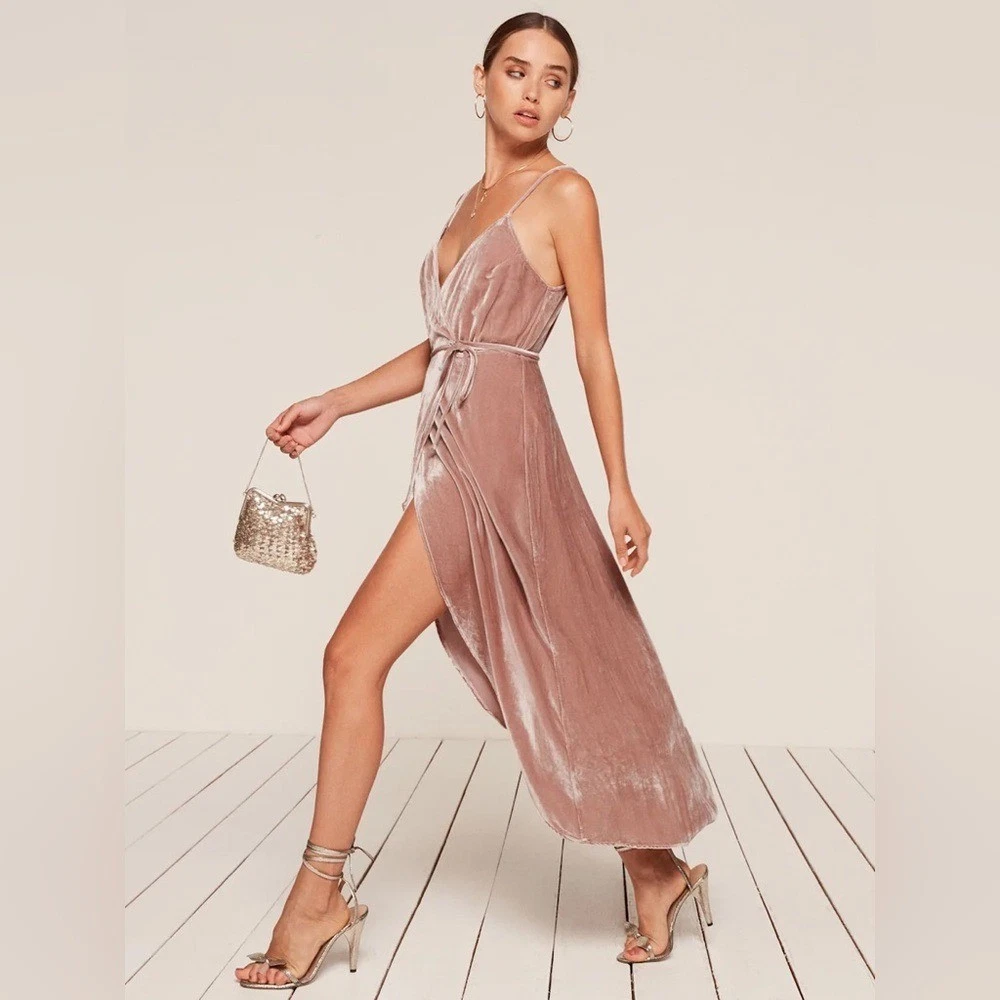 reformation pink velvet dress Reformation Pia Velvet Mini Dress In Pink - 50% Off