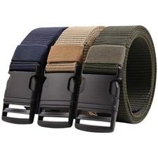 Men's Plain Alloy Buckle Army Waist Belt Canvas Tactical Military Waistband