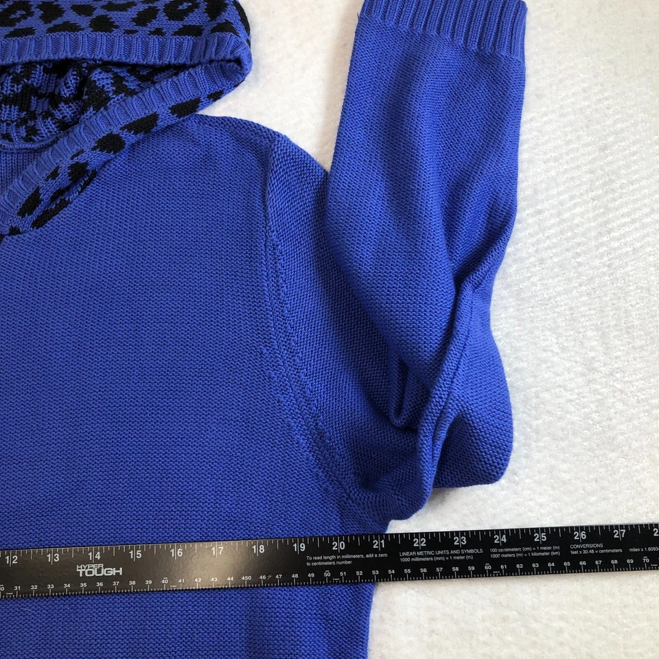 Quacker Factory Women Sweater Jacket Sz L Blue Full Zip Animal Print Detail NWT - Image 3 of 4