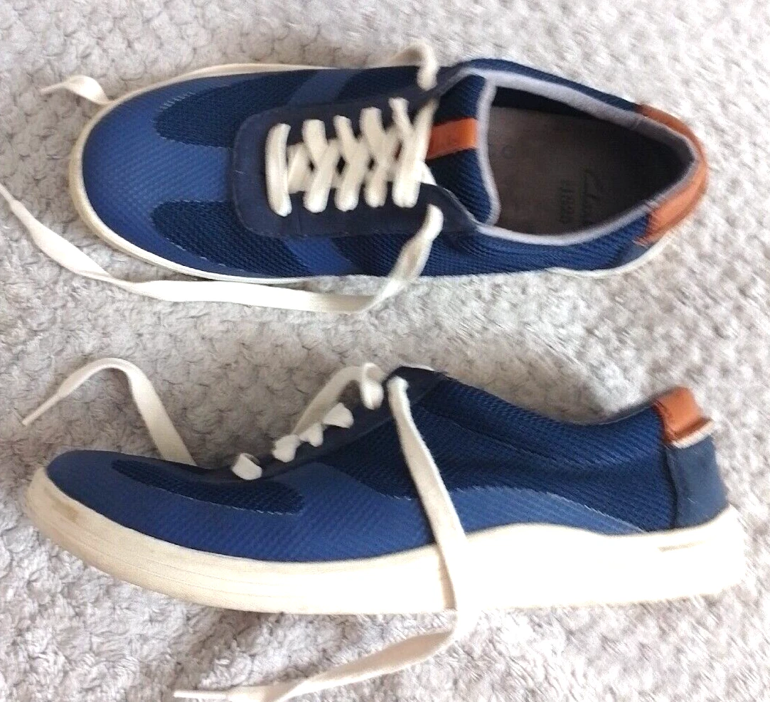 SCARPE CLARKS EDGE MAPPATE TESSUTO MARINO MAGLIA BLU LACCIATE UK 7 G EURO 41