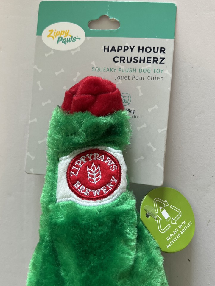 Zippy Paws Happy Hour Crusherz with Replaceable Squeaker Bottle Dog Toy