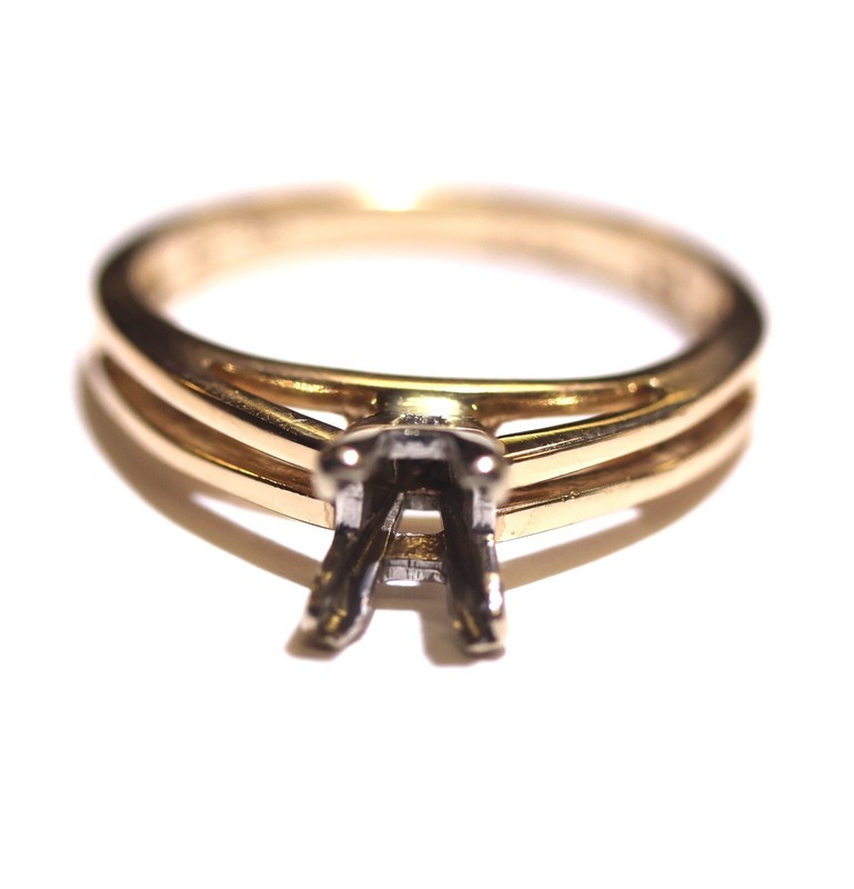 14k multi color gold womens engagement ring semi mount ring 2.8g ladies vintage