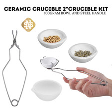 2A Ceramic Crucible with Whip Tongs Handle-Gold Silver Metal Melting Furnace Kit