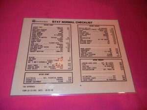 UPS Collectibles United Parcel Service B-747 Normal Checklist Descent Approach