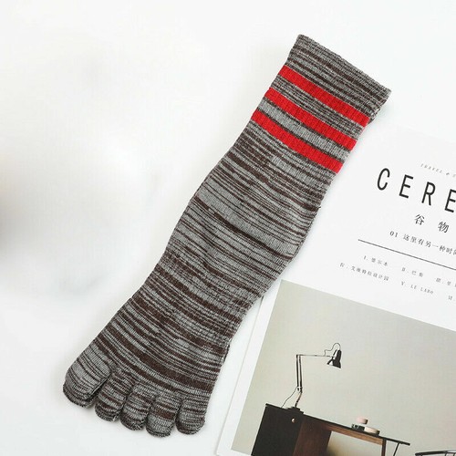 5 Paar Zehensocken Herren Baumwolle gestreift lange Fünf-Finger-Socken Fitnessstudio Sport Freizeit - Bild 10 von 12