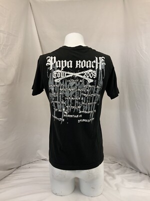 Papa Roach Tour 2009 Concert Tee Shirt S Black Crew Cotton Mint